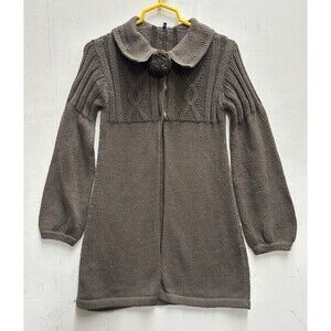 Lili Gaufrette girls size 12 brown long sleeve 3 buttons  long open sweater